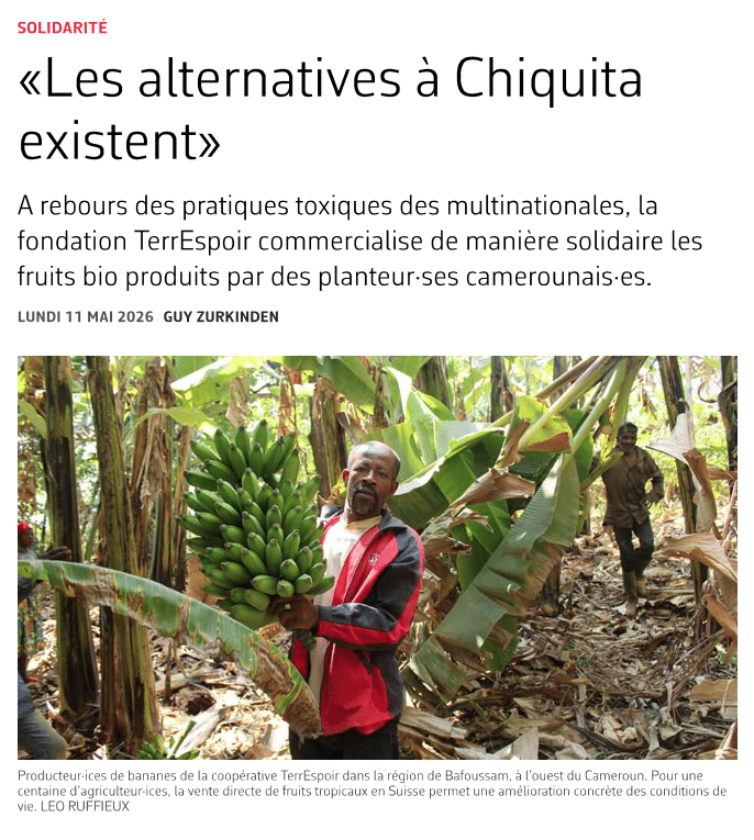 Article du journal Le Courrier sur les alternatives aux bananes Chiquita