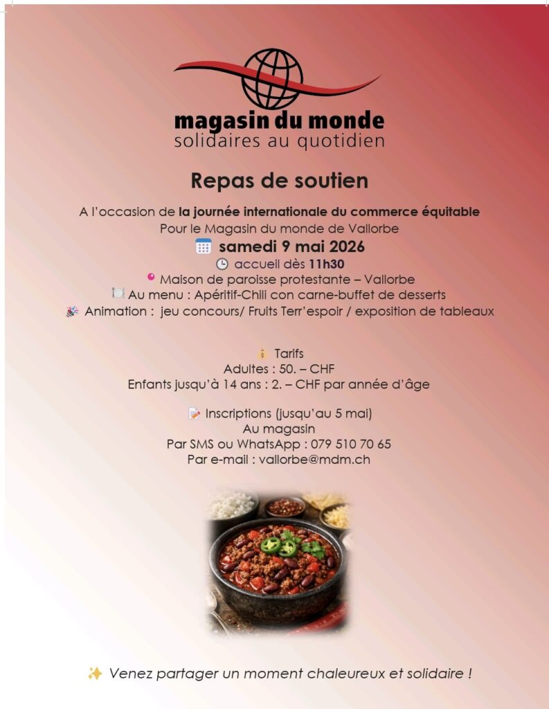 Affiche repas de soutien Vallorbe