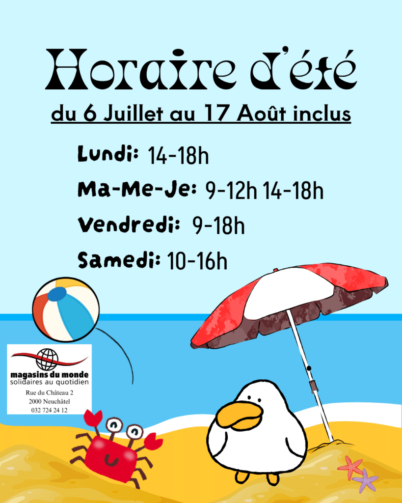 Horaire été 2026 MdM Neuchâtel