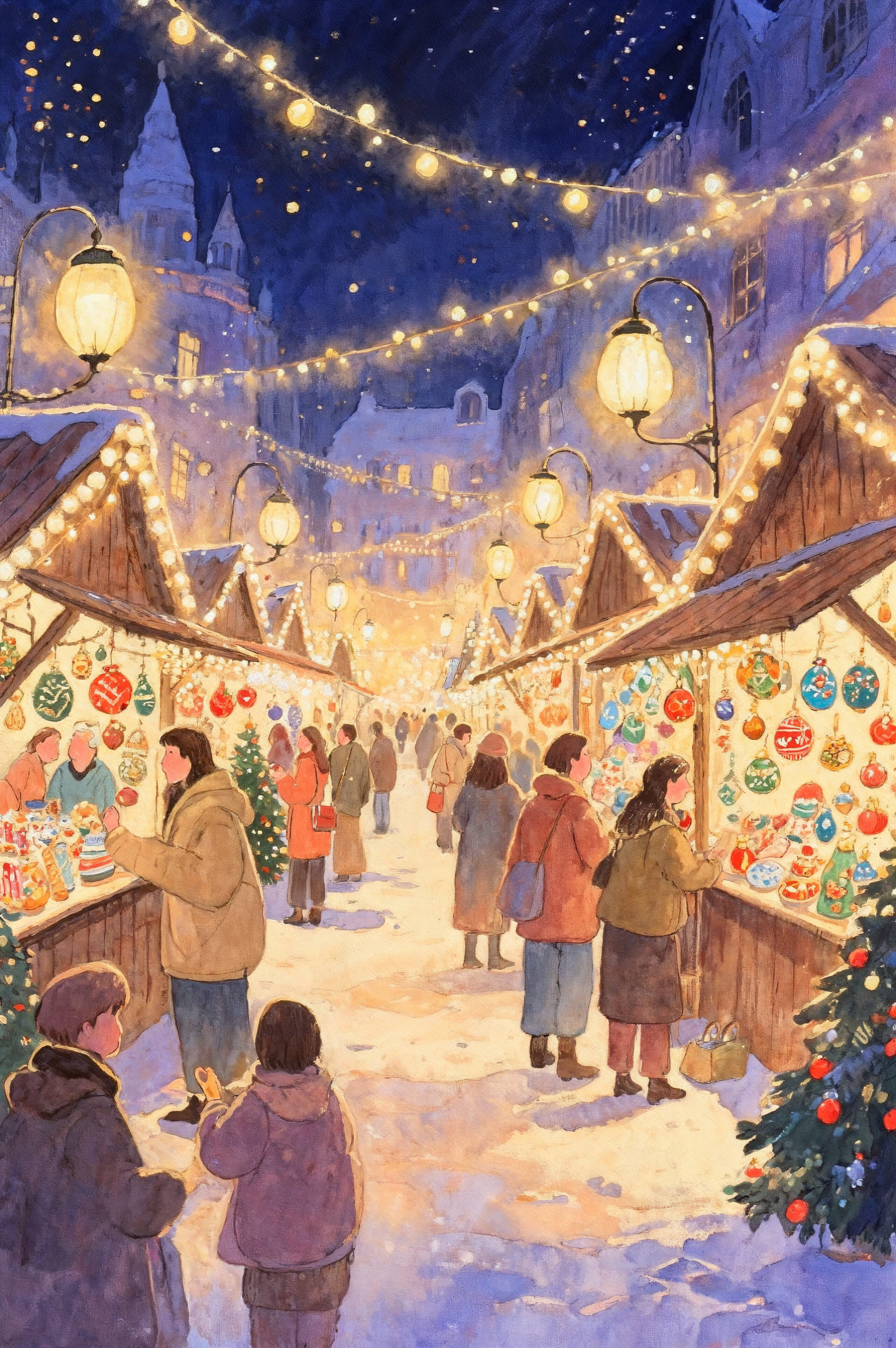 Illustration d'un marché de Noël