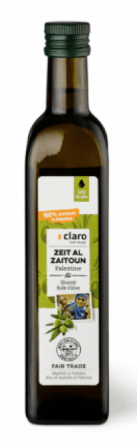 Bouteille d’huile d’olive Mount of Green Olives provenant de Palestine.